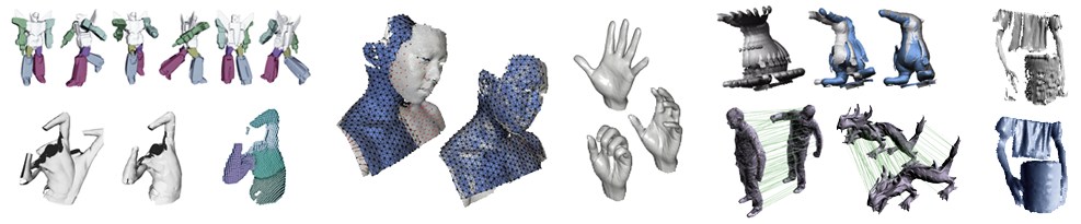 teaser image: examples of deformable shape matching